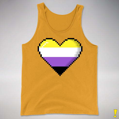 Nonbinary Pride 8-Bit Pixel Heart Premium Tank Top - Gold